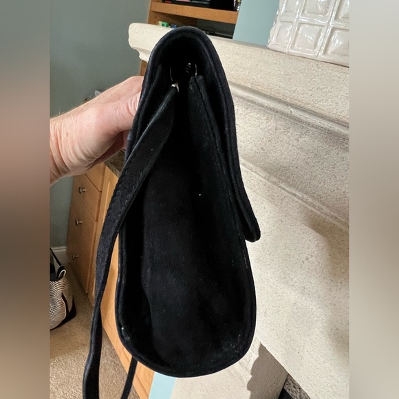 Loriblu Vintage Black Suede Crossbody Clutch Bag